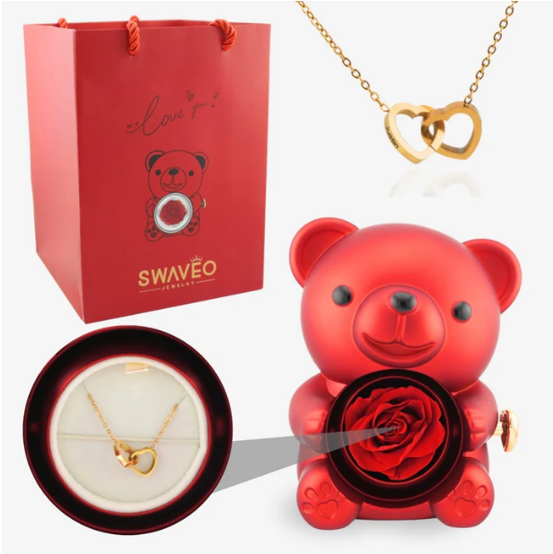 Eternal Rose Bear with Necklace