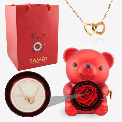 Eternal Rose Bear with Engraved Necklace