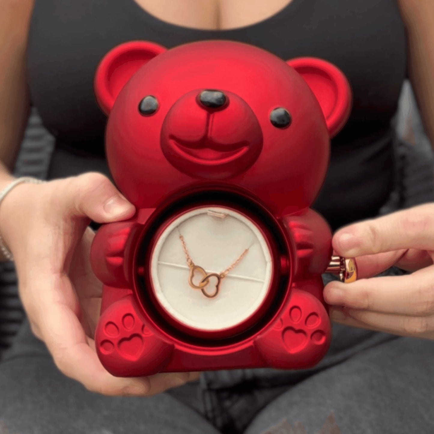 Eternal Rose Bear with Engraved Necklace