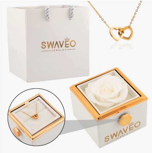 Eternal Rose Box with Engraved Necklace