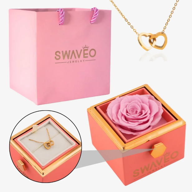 Eternal Rose Box with Engraved Necklace