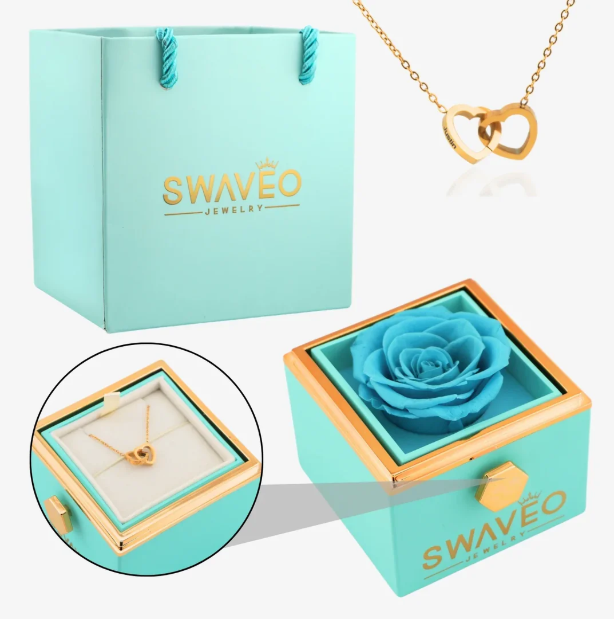 Eternal Rose Box with Engraved Necklace